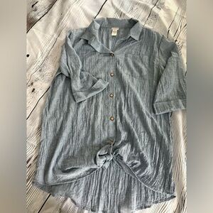 Wearabouts Blue Linen Top~ lightweight